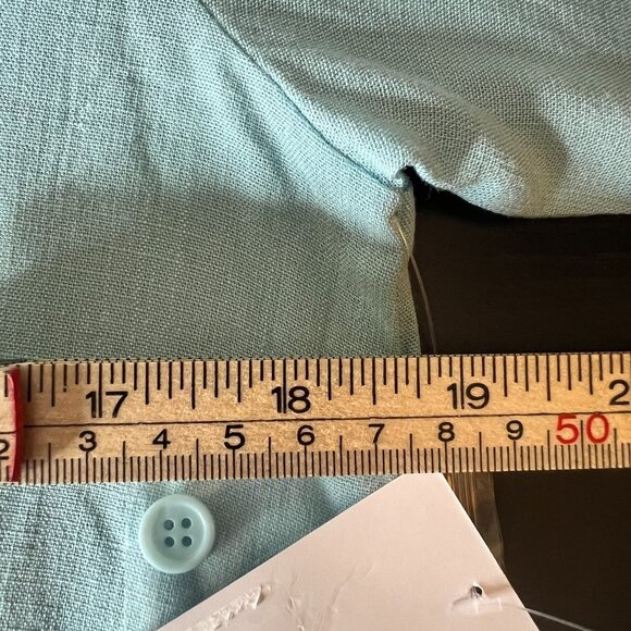 Aqua Blue Popover Tunic Top Split Neck Long Sleeve High Low Hem Rayon Size Small - Picture 6 of 8